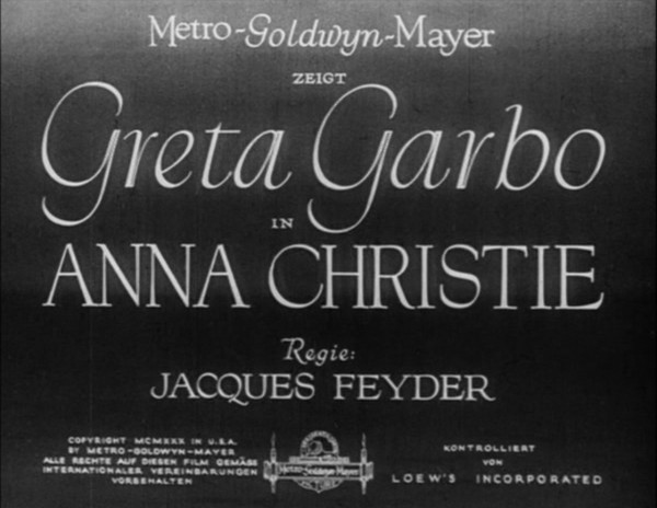 ANNA CHRISTIE 1931 - Greta Garbo